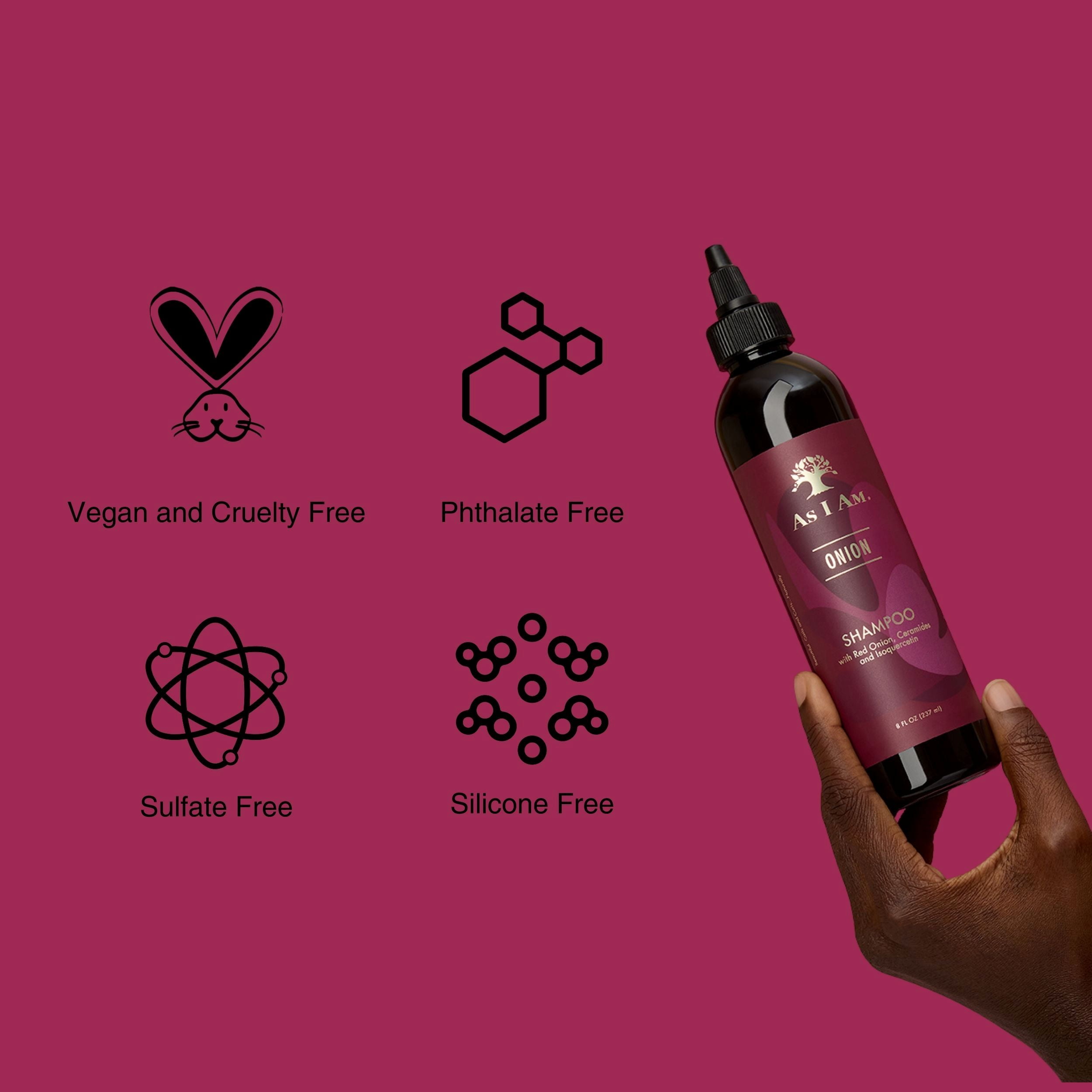 As I Am Onion Shampoo – Moisturizing & Strengthening for Breakage-Prone Hair – 8 fl oz (Red Onion, Ceramides & Isoquercetin)