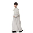 thumbnail image 5 of Nrmvnmi Muslim Robe for Boys Long Sleeve Turndown Neck Saudi Arab Kaftan Islamic Button Dubai Robes With Pockets, 5 of 9