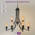 thumbnail image 2 of Dextrus 9 - Light Matte Black Candle Style Pendant, Classic Chandelier with Clear Glass Shade, Modern Pendant Light Ceiling Light for Dining Room Living Room Bedroom, 2 of 5