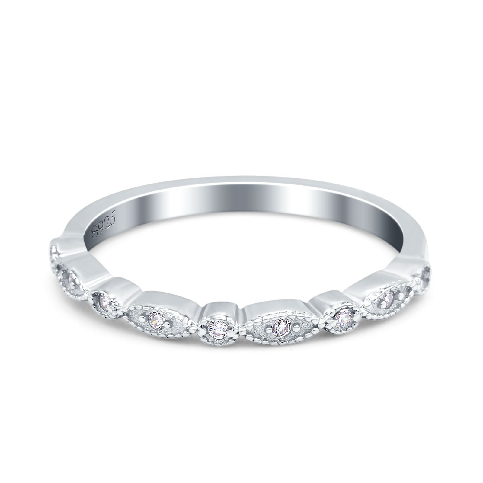 CHIC 18K WHITE GOLD PLATED CZ CUBIC ZIRCONIA ETERNITY WEDDING BAND RING SIZE10 