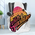 thumbnail image 4 of Hello Sunshine Soft Flannel Fleece Throw Blanket, Retro Style Palm Trees and Stripes Sixties Vintage Colors, Cozy Plush for Indoor and Outdoor Use, 50" x 70", Orange Pink, by Ambesonne, 4 of 5