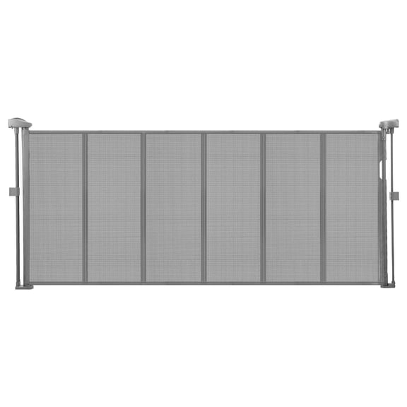 Retractable Baby & Pet Gate - 34 Inches High, Extends to 71 Inches Wide, Gray (Durable, Space-Saving Design)