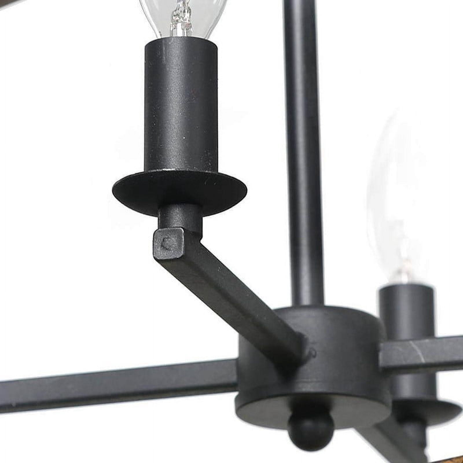 LNC 4-Light Black and Brown Wood Linear LED Farmhouse Chandelier