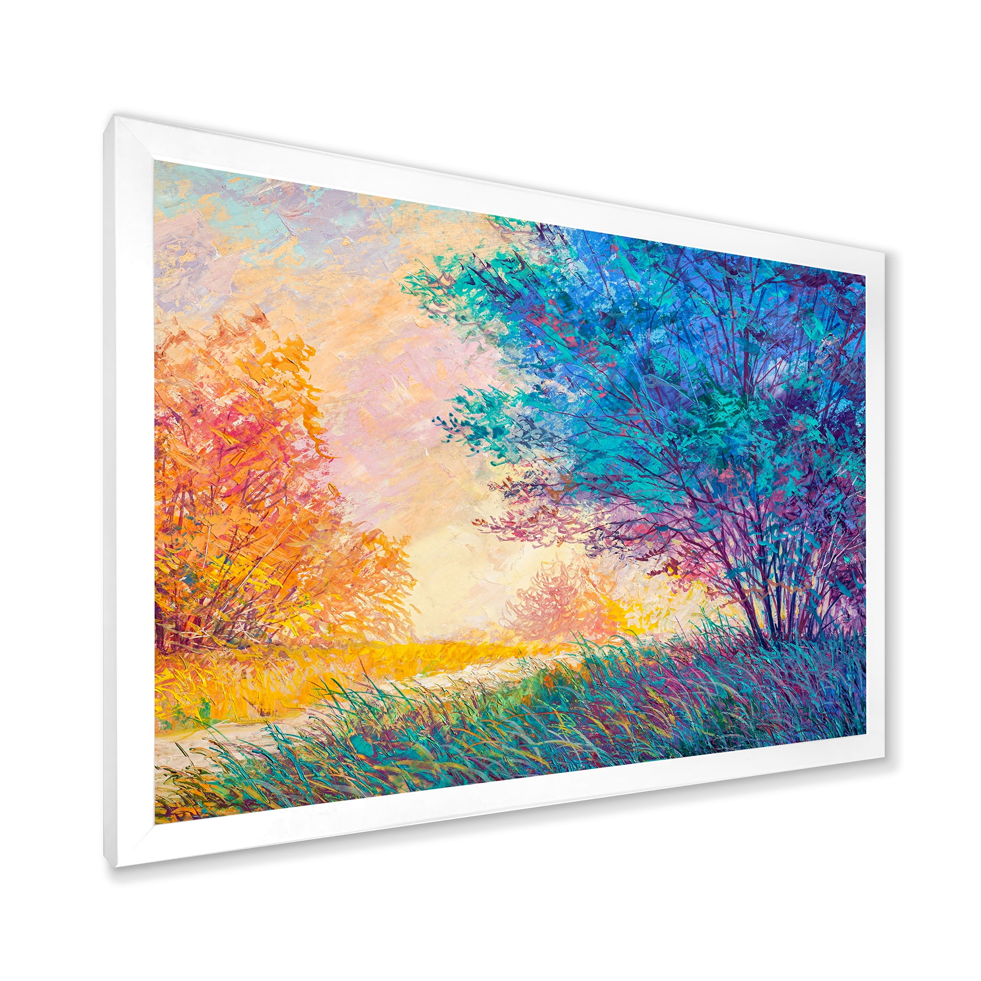 Designart 'Sunset In Autumnal Forest Landscape' Traditional Framed Art Print