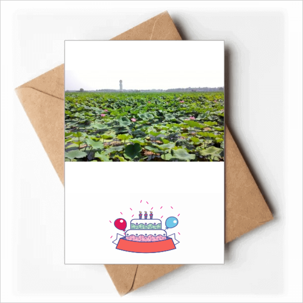 A Lotus Pond Art Deco Fashion Happy Birthday Greeting Cards Envelopes Blank