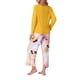 thumbnail image 3 of Conjunto de lounge para mujeres INSPIRE CHIC, camiseta de manga larga floral, pantalones capri suaves y elásticos, conjuntos de pijama de 2 piezas, ropa de casa 2XL amarilla, 3 of 6