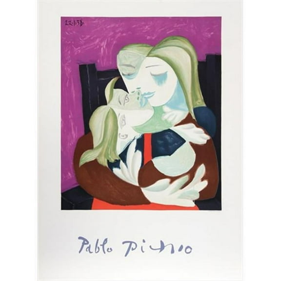 Pablo Picasso 47593 Femme Et Enfant Enlaces- Lithograph on Paper 29 In. x 22 In. - Purple- Red- Brown- Yellow