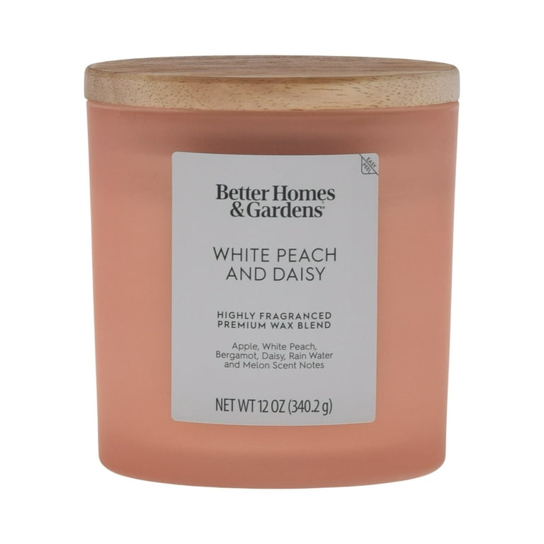 Better Homes & Gardens White Peach and Daisy 12oz Scented 2-Wick