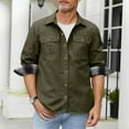 thumbnail image 3 of Men's Long Sleeve Utility Shirt Jacket Plaid Lined Button Down Shirt Collared Versatile Casual Shirt Work Outerwear, 3 of 7