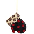 thumbnail image 2 of Gallerie 4" Eclectic Leopard Print and Polka Dot Mitten Christmas Ornament - Red/Brown, 2 of 7