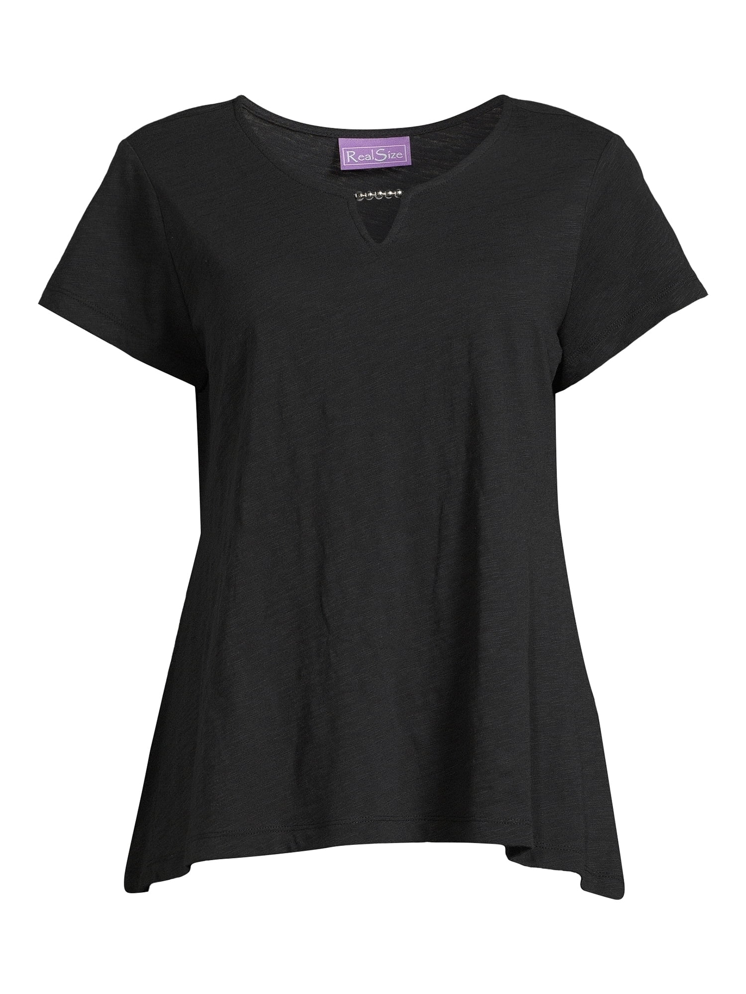 RealSize Women's Sharkbite Hem Tee with Short Sleeves, Sizes XS-XXXL