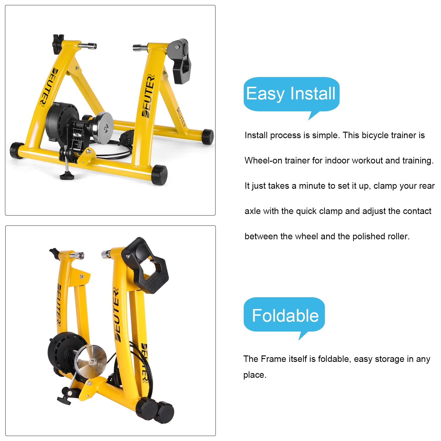 DEUTER Portable Foldable Magnetic Indoor Bike Trainer