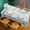 thumbnail image 6 of Floral Tablecloth 54x54 Inches Square Summer Flower Table Cloth Stain Resistance Restaurant, Picnic, Indoor and Outdoor Dining Blue, 6 of 6
