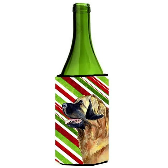 Leonberger Candy Cane Holiday Christmas Wine bottle sleeve Hugger - 24 oz.