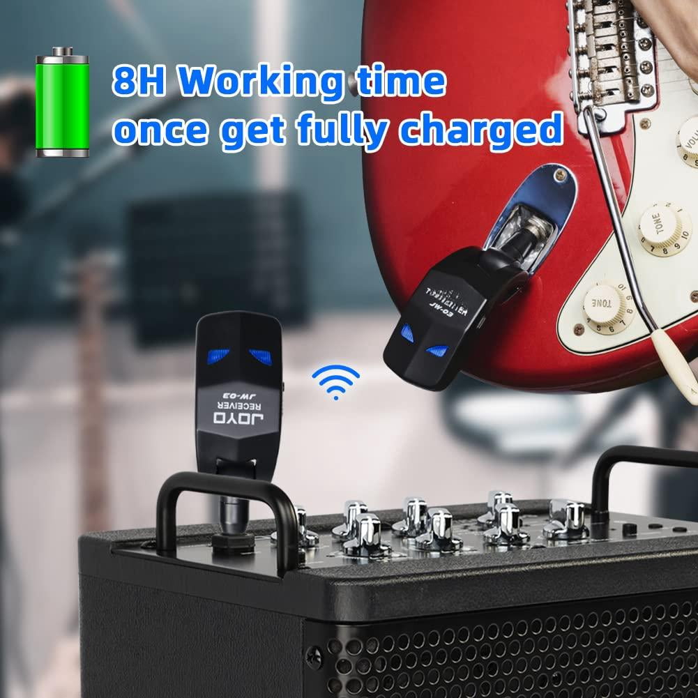 2.4ghz Wireless Guitar System 4 Channels Rechargeable Audio Transmitter Receiver For Bass Electric Instruments (jw-03)