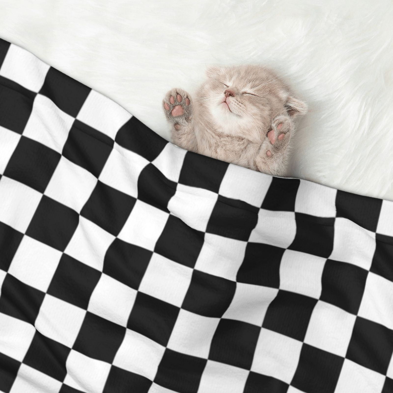 Flannel Throw Dog Blanket Checkerboard Black And White Soft Warm Print Pet Blankets for Small Dog Cat Puppy