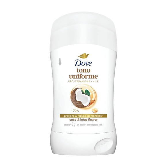 Antitranspirante Dove tono uniforme en barra coco para dama 45 g