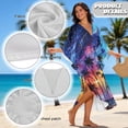 thumbnail image 4 of XYZCANDO Kaftan Dresses for Women V Neck Batwing Sleeves Swimsuit Coverup Oversized Beach Cover Ups Loungewear Maxi Dress Coconut Tree Galaxy Hawaiian Robe for Vacation & Outdoor, 4 of 7