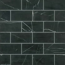 Bedrosians Ferrara Rectangle Honed Marble Tile 3 x 6, Nero (4.96 sq. ft./Case)