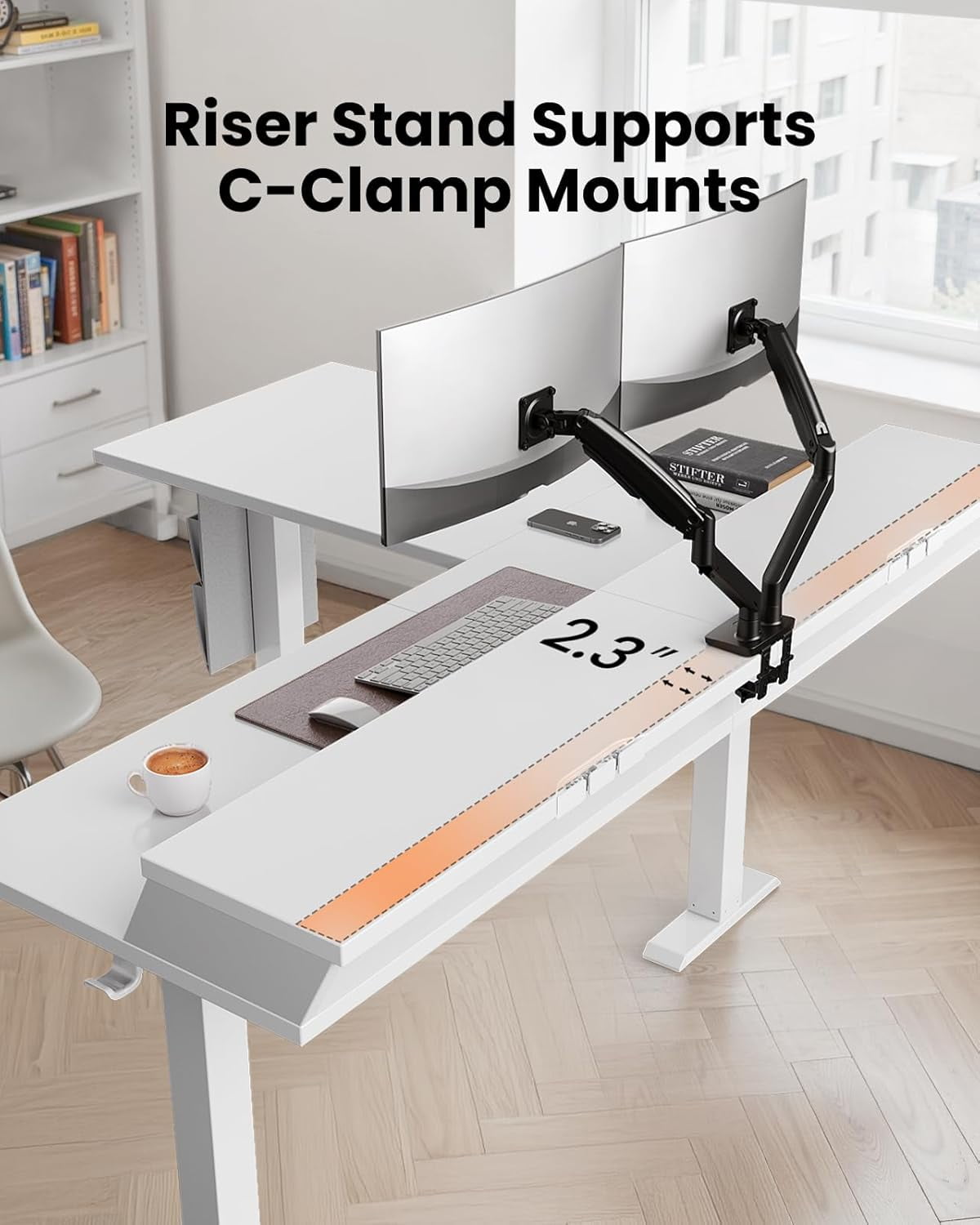 Kyspho L Shaped Electric Standing Desk, 63" Ergonomic Corner Height Adjustable Desk with Drawers, Sit Stand Computer Table with Storage for Work Office Home, White
