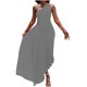 thumbnail image 2 of ICHUANYI Clearance Women's Print Short Sleeve Solid Casuals Comfy Sleeveless Single Shoulder Fold Tunic Slim Mini Dress(Gray, XL) ICHUANYI WER2023080904493, 2 of 6