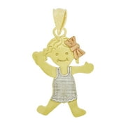 14k Tricolor Gold, Small Girl Pendant Charm 14mm NO Necklace