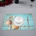 thumbnail image 2 of MKHERT Summer Blue Wooden Seashell Starfish Placemats Table Mats for Dining Room Kitchen Table Decoration 12x18 inch,Set of 4, 2 of 4