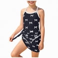 thumbnail image 7 of TOWED22 Toddler Baby Girl One Piece Swimsuit Print Fly Sleeve Ruffle Trim Bathing Suit Summer Rash Guard Beachwear Black,11-12 Y, 7 of 7