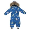 thumbnail image 3 of KAUOD Boys Girls Cute Dinosaur Snowsuits Faux-F𝐮r Hood Outdoor Snowboard Ski Jumpsuits Kids Insulated Thick Snow Suits, 3 of 8