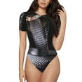 thumbnail image 1 of Balery Black Cobra Snake Body de cuello redondo de manga corta para mujer Tops de manga corta Tops básicos-Large, 1 of 7