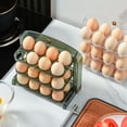 thumbnail image 4 of Foldable Egg Storage Container Simple 3 Layers Egg Protection Plastic Egg Tray Container Organizer for Home Kitchen Transparent Green, 4 of 9