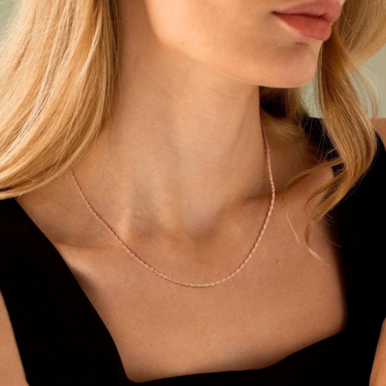Suplight 925 Sterling Silver Women Necklace Waterwave Chain for Women 2mm 18"22" Slim Chain Jewelry Gift