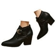 thumbnail image 6 of Oyedens Ankle Boots for Women 2024 Gothic Rivet Pointed Toe Mid Heels Short Dress Ankle Booties Party, 6 of 7