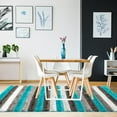 thumbnail image 3 of Luxe Weavers Geometric Turquoise 8x10 Shag Area Rug Plush Striped Bedroom Carpet, 3 of 8
