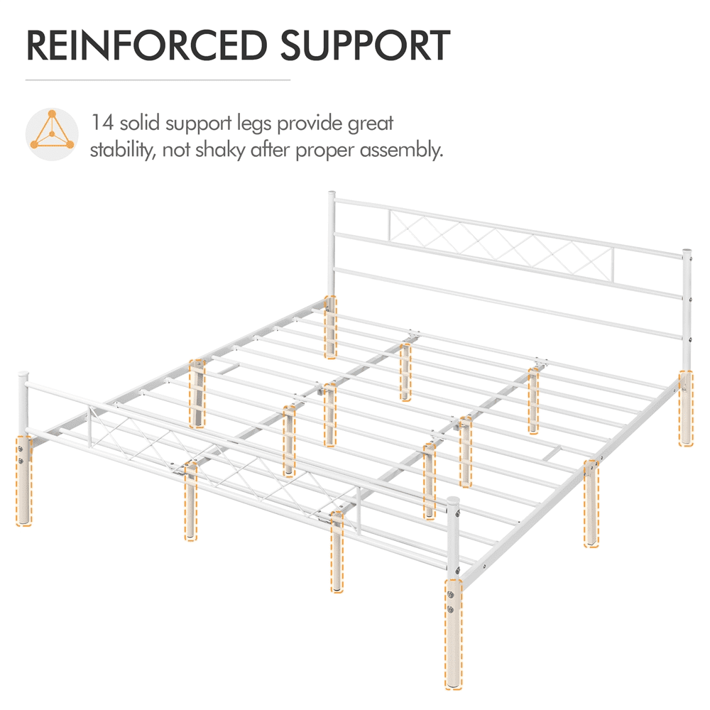 Renwick x-Design Metal Platform King Bed, White, Adult