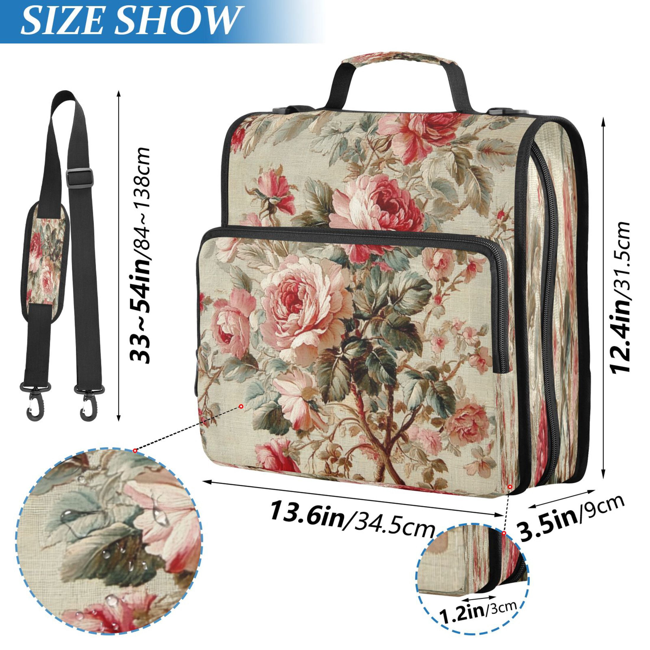 YAZAOO Zipper Binder trapper keeper Documents Organized Design Classic Rose Garden Fabric Printed