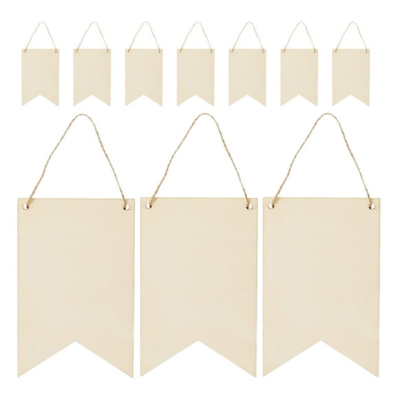 10 Pcs Flag Wood Pendant Wooden Boards for Crafts Blank Discs Signs Decoration Home Forniture DIY Painting Slices