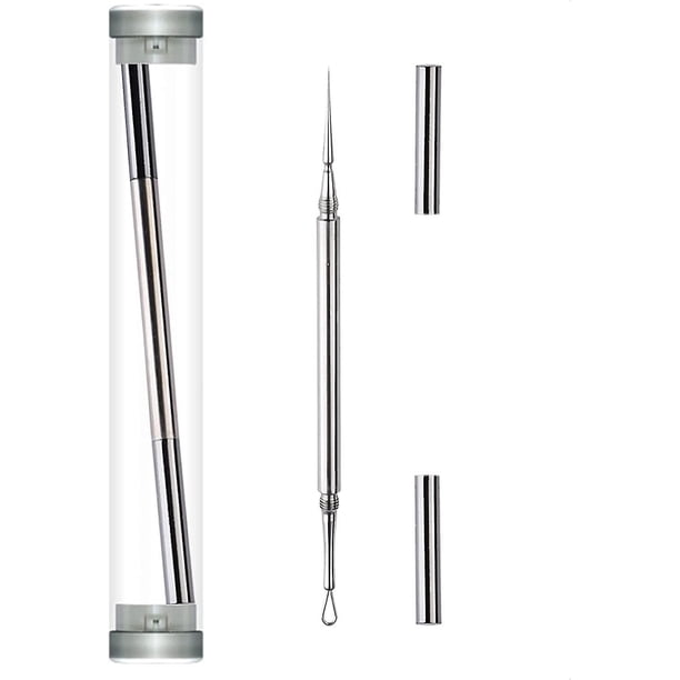 Extracción profesional de Milia facial y extractor de puntos blancos y lanceta - Herramienta para espinillas de aguja afilada y bucle circular de doble extremo - 2 en 1 Puntos negros y manchas