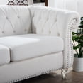 thumbnail image 5 of Holaki 84" Fabric Rolled Arm Chesterfield 3 Seater Sofa, White, 5 of 14