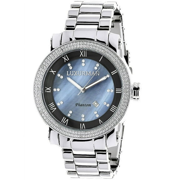 Blue MOP Mens Diamond Watch 0.12ct