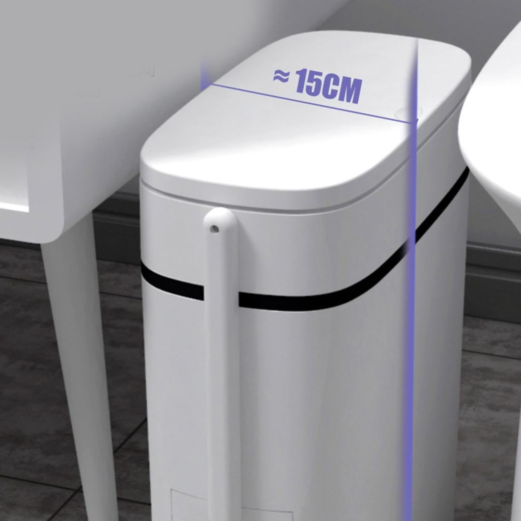 Giaone 14L Bathroom Trash Bin Trash Can With Lid & Featuring Toilet Brush Holder
