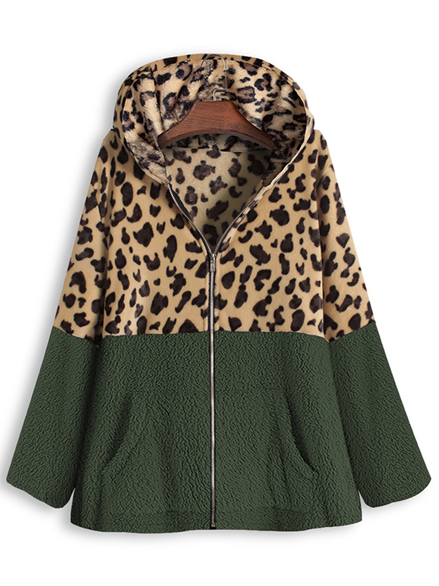 Leopard Coats for Women Plus Size Hooded Hooded Sweatshirt for Women Long Sleeve Plus Size Cardigan Coats Outwear 