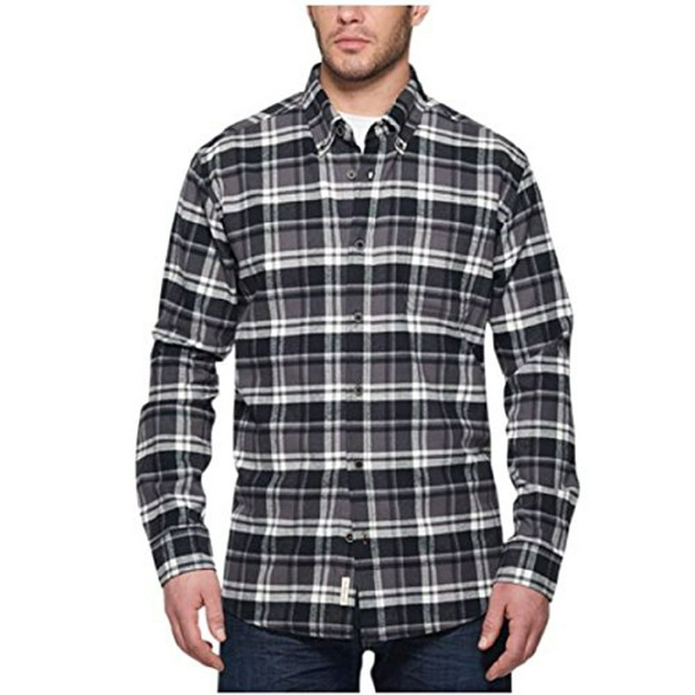 Men's Lightweight Flannel Shirt-Black Plaid, Large - Walmart.com ...