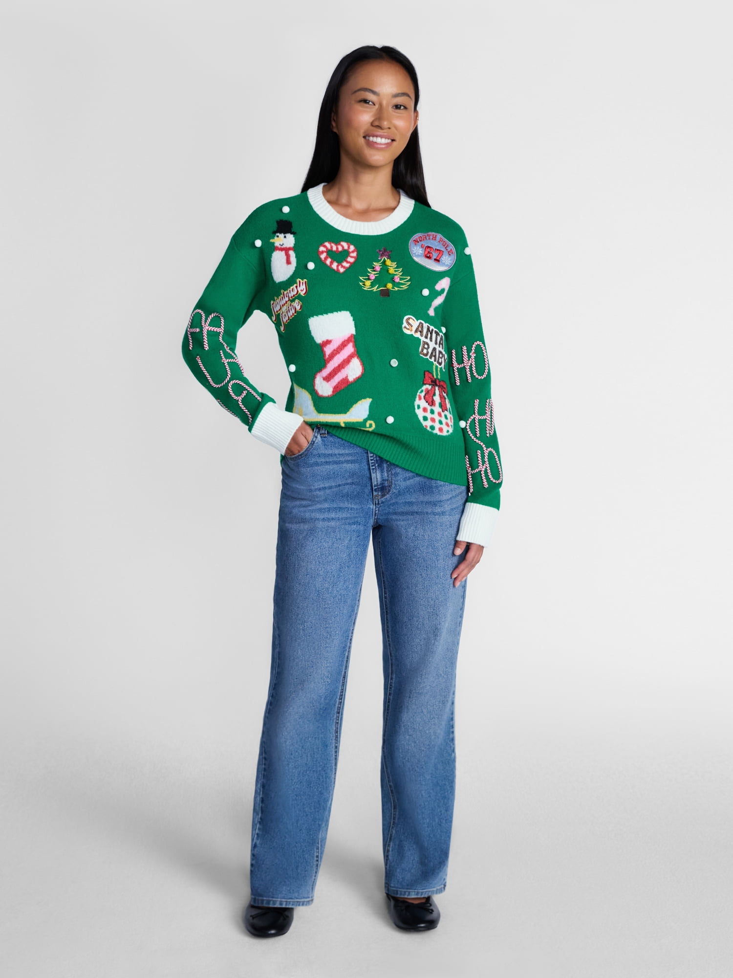 Holiday Time Women's and Women's Plus Christmas Sweater, Midweight, Sizes XXS-4X