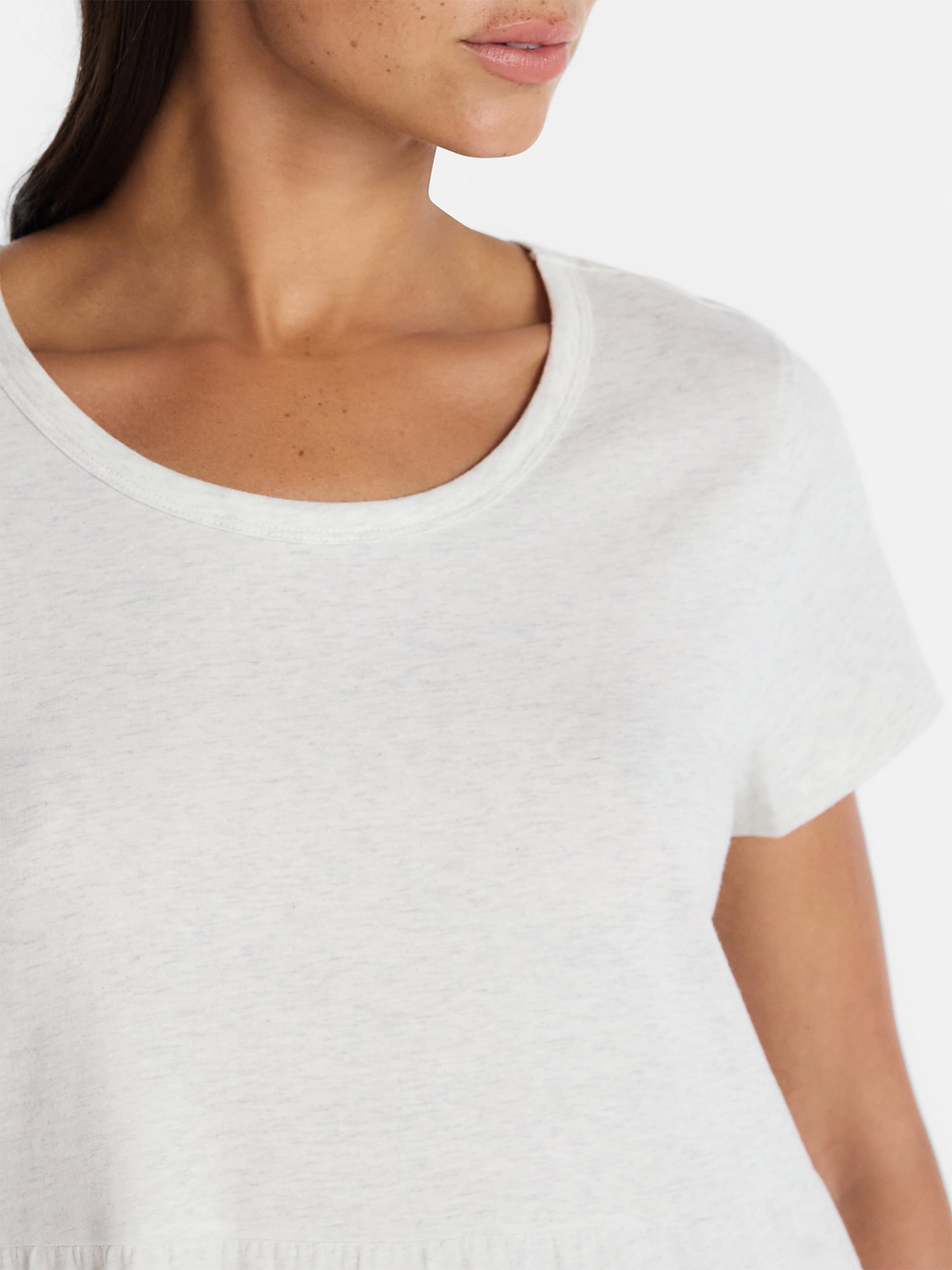 Time and Tru Women's Tiered Cotton Mini Dress with Short Sleeves, Sizes XS-XXXL