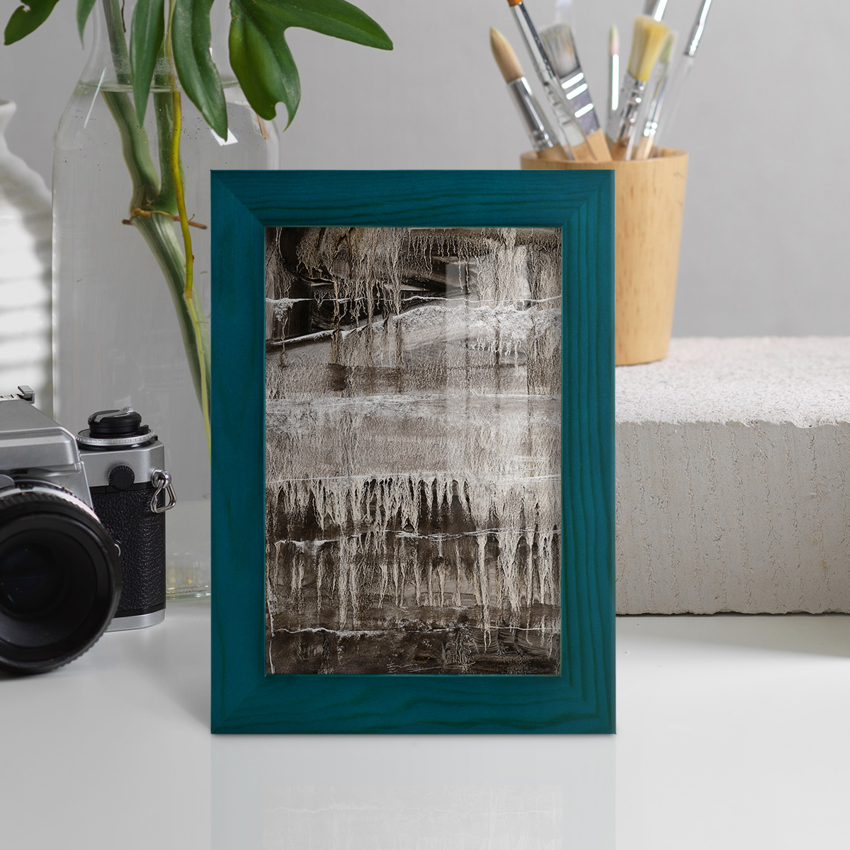 Continuum IV -Framed Print w/glass-Ocean Blue