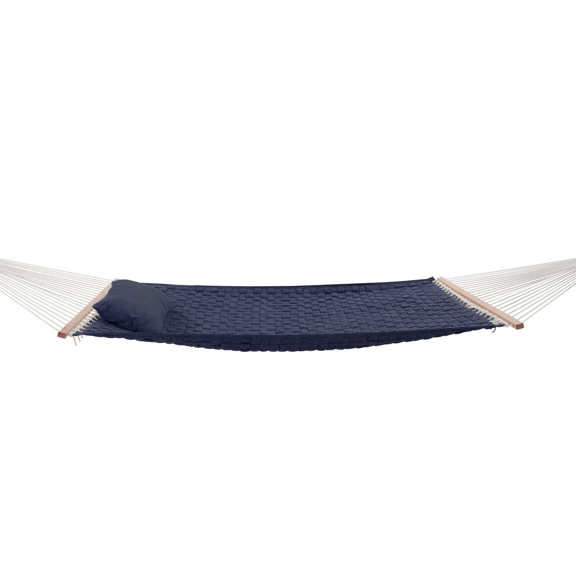 Castaway Living 13 ft. Large Navy Soft Weave Hammock with Pillow, Free Extension Chains, Tree Hooks & Storage Bag