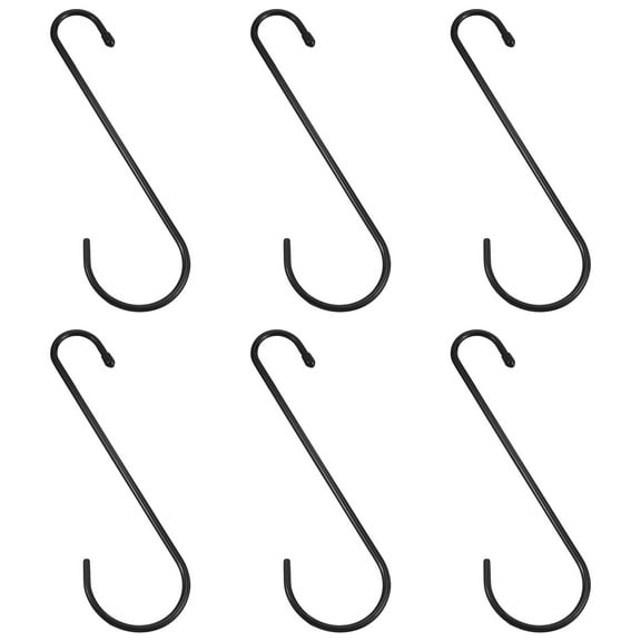 Uxcell 9" S Shaped Hooks, 6 Pack Multipurpose S Hanging Hooks, Black