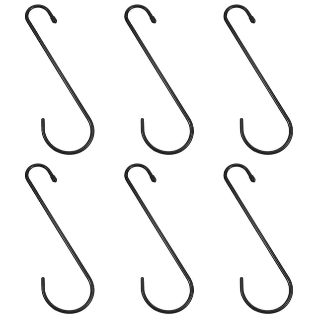 Unique Bargains 9' S Shaped Hooks, 6 Pack Multipurpose S Hanging Hooks, Black