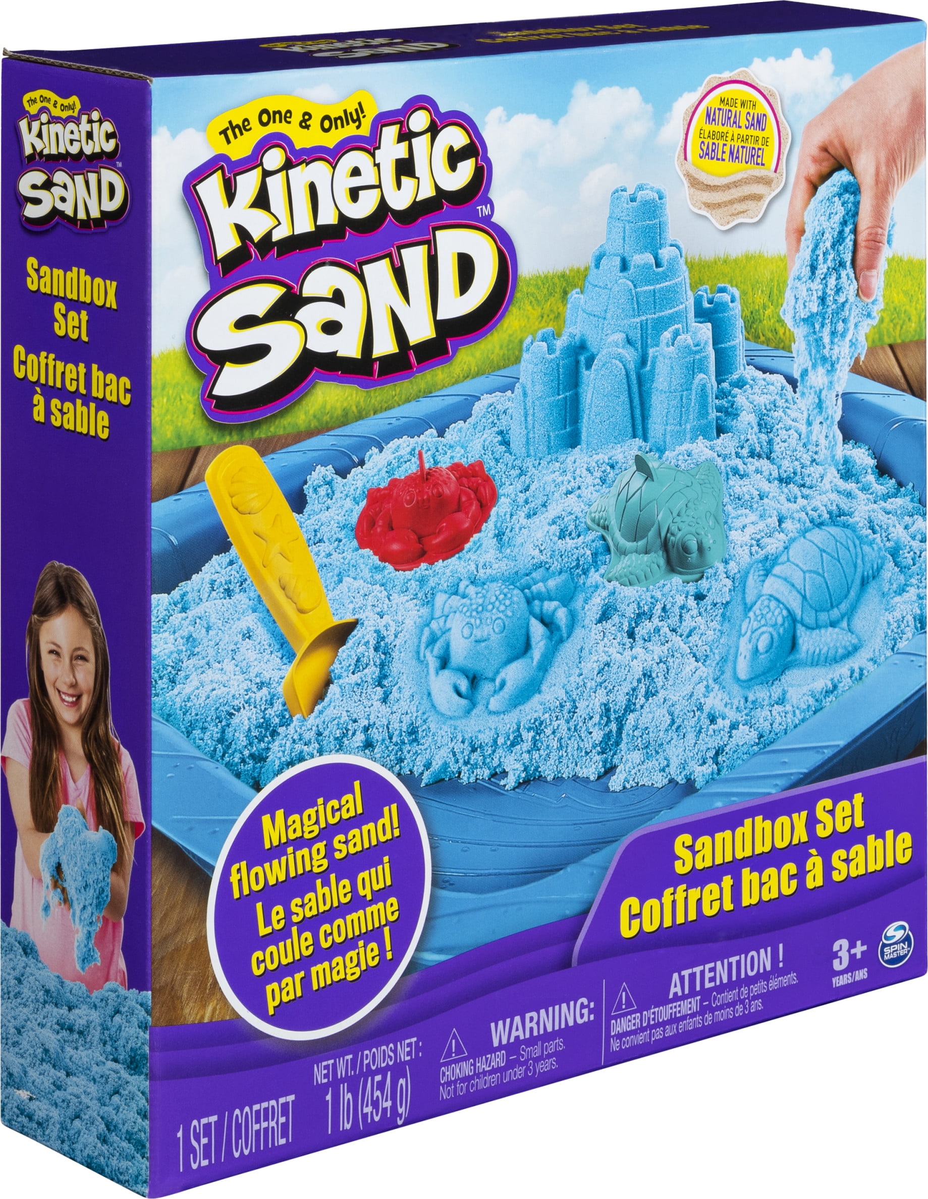 Spin Master Kinetic Sand Sand Box Set 3 Tray Molds 1lb Green Sand